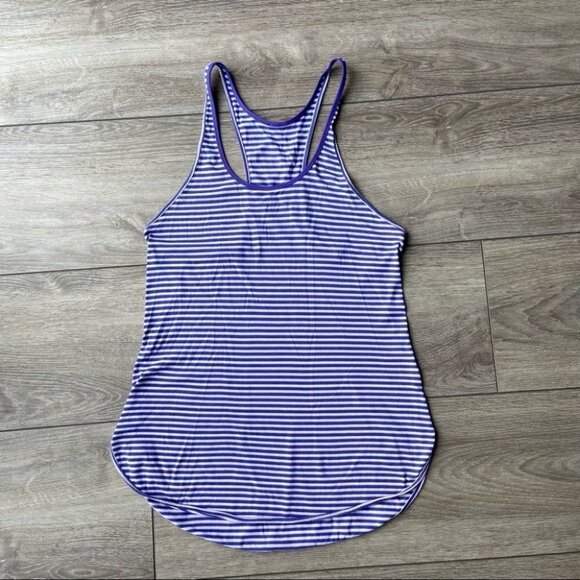 Lululemon What The Sport Singlet in Silver Stripe Iris Flower Pretty  Purple - Picture 7 of 14